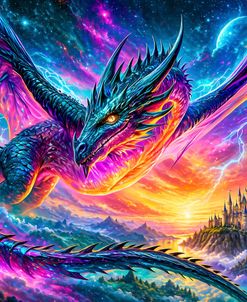 Neon Dragon Above The Citadel