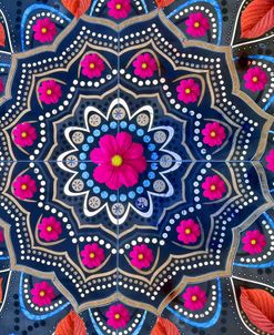 Tile Mandala with Blue Flowers