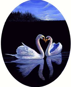Oval Kissing Swans