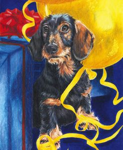 Dachshund With Yellow Ribbons And Balloons