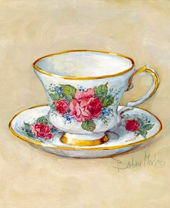 1567 Rose Teacup, beige bkg