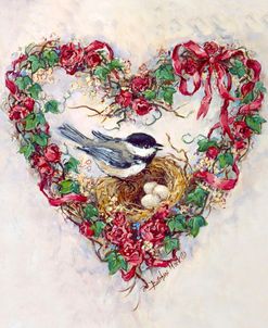 3389 Pair 3 Eggs, 1 Bird and Heart Wreath