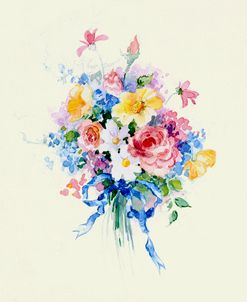 3592 Watercolor Bouquet, Blue Ribbon