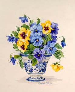 4541 Blue and White Porcelain Pansies