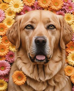 Cute Golden Retriever Dog With Flowers 7