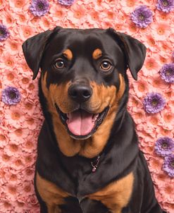 Cute Rottweiler Dog With Flowers 6
