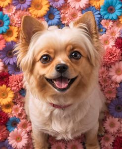 Cute Yorkshire Dog With Flowers 5