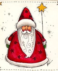 Santa Holding A Star Balloon