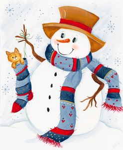 Snowman With Cat In Stocking
