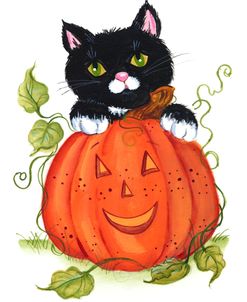 Black Cat & Pumpkin