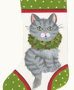 Cat With Wreath Stocking