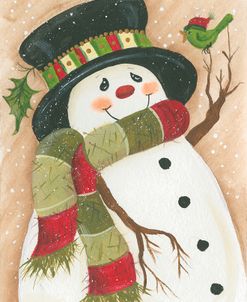 Snowman With Green Bird