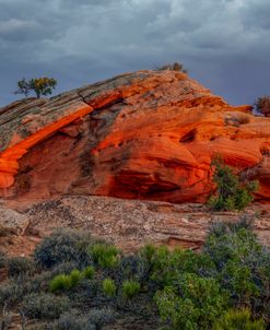 A Glowing Rock At Sunset