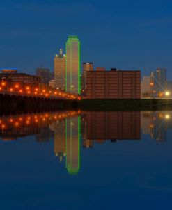 Dallas Skyline and Reflection at Twilight