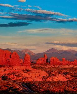 Glowing Rock Towers At Sunset