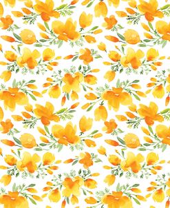 Watercolor California Poppies Pattern In White