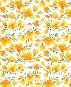 Watercolor California Poppies Pattern In White