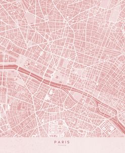 Pink Distressed Map Of Paris I
