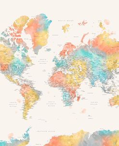Fifi Detailed Watercolor World Map