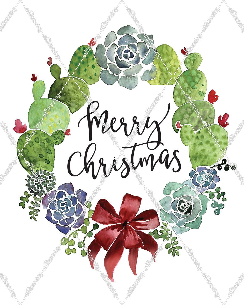 Cacti And Succulent Merry Christmas Wreath