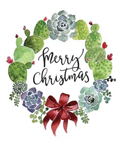 Cacti And Succulent Merry Christmas Wreath