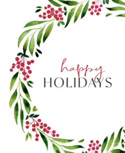 Happy Holidays Watercolor Wreath