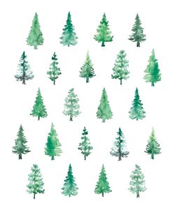 Pattern Of Watercolor Christmas Trees