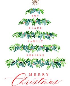 Watercolor Greenery Christmas Tree Of Wishes