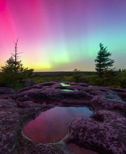 Vibrant Aurora Over Bear Rocks