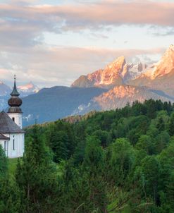 Maria Gern Church And Bavarian Alps