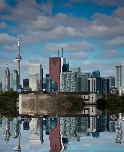 Toronto Skyline From The Pape Ave Bridge Reflection No 1