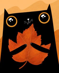 Black Cat Big Autumn Leaf