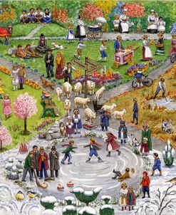 Country Life Through The Seasons With Skating In Winter