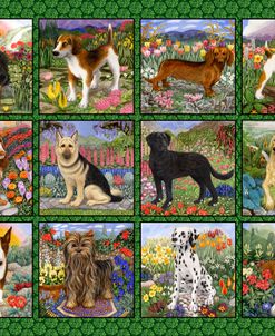 Twelve Dogs On Black & Green