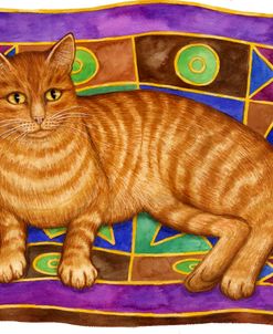 Ginger Cat On Cushion