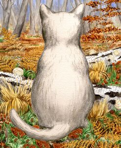 White Cat In The Forest Back