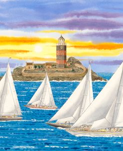 Sail around the lighthose at sunset