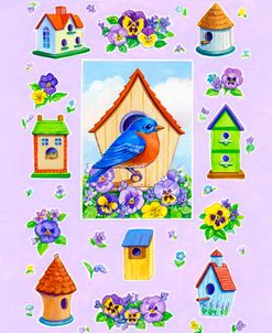 Bluebird And Pansies