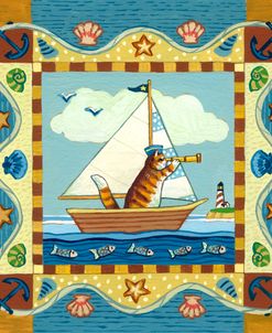 Folk Art Cat Sailing