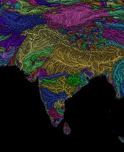 River Basins Of South Asia In Rainbow Colours