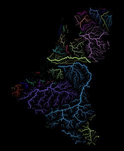 River Basins Of The Benelux States In Rainbow Colours
