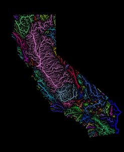 River Basins Of California In Rainbow Colours