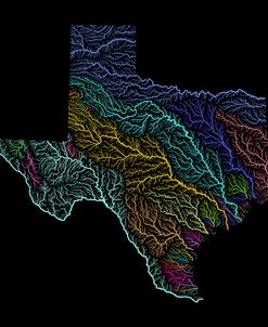 River Basins Of Texas In Rainbow Colours