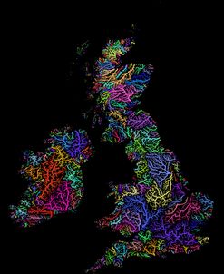 River Basins of the British Isles in Rainbow Colours