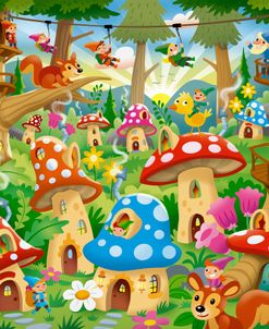 Gnomes in Mushroom Homes