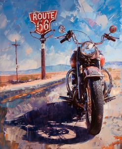 Vintage Motorcycle on Route 66 Desert Highway Adventure