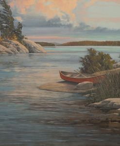 Red Canoe on Shore