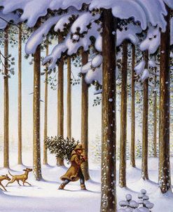 044 Winter Scene Man With Tree