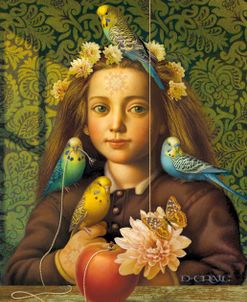 Girl With Parakeets