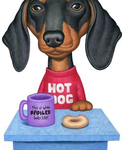 Black Dachshund Coffee and Donut